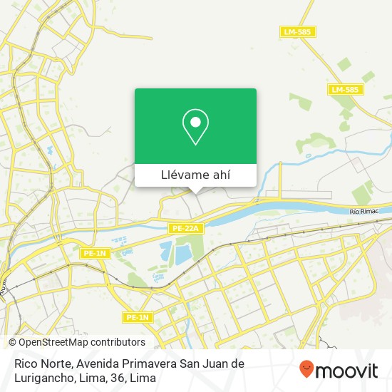Mapa de Rico Norte, Avenida Primavera San Juan de Lurigancho, Lima, 36