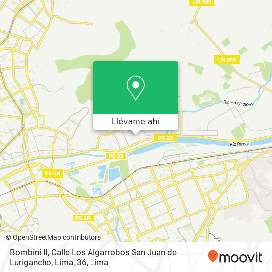 Mapa de Bombini II, Calle Los Algarrobos San Juan de Lurigancho, Lima, 36