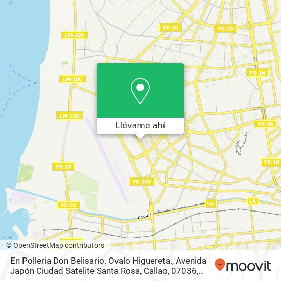 Mapa de En Polleria Don Belisario. Ovalo Higuereta., Avenida Japón Ciudad Satelite Santa Rosa, Callao, 07036
