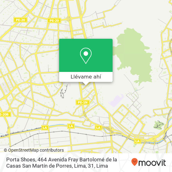 Mapa de Porta Shoes, 464 Avenida Fray Bartolomé de la Casas San Martín de Porres, Lima, 31