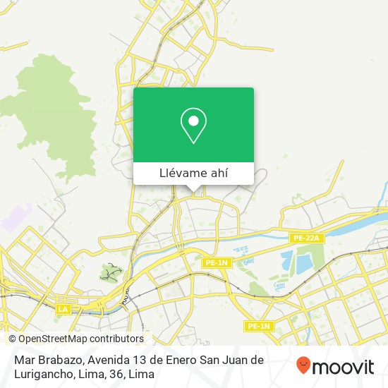 Mapa de Mar Brabazo, Avenida 13 de Enero San Juan de Lurigancho, Lima, 36