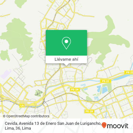 Mapa de Cevida, Avenida 13 de Enero San Juan de Lurigancho, Lima, 36