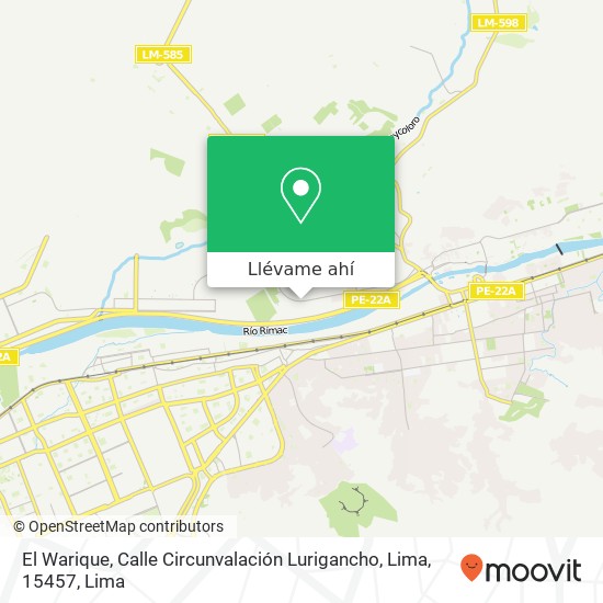 Mapa de El Warique, Calle Circunvalación Lurigancho, Lima, 15457