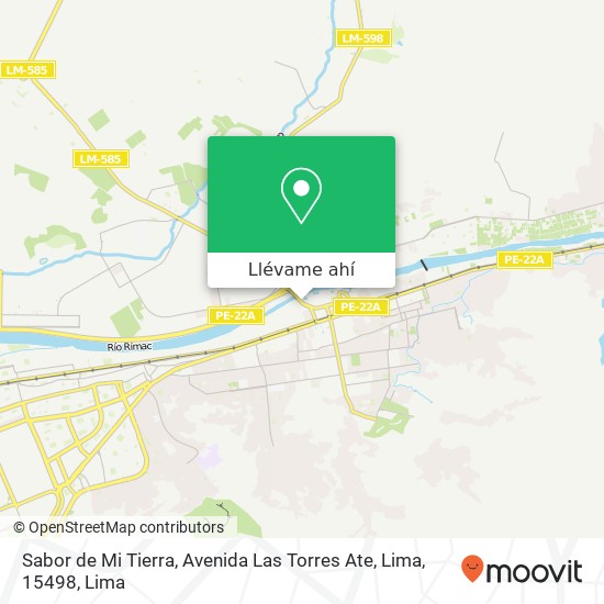 Mapa de Sabor de Mi Tierra, Avenida Las Torres Ate, Lima, 15498