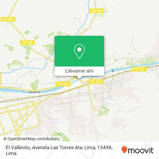 Mapa de El Vallecito, Avenida Las Torres Ate, Lima, 15498