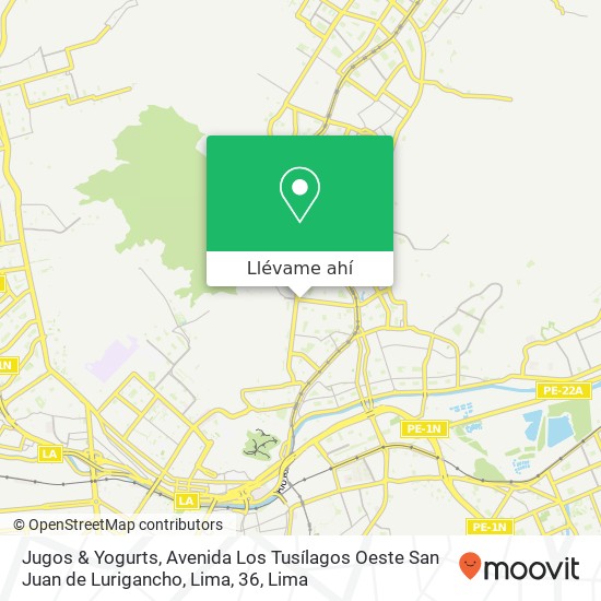 Mapa de Jugos & Yogurts, Avenida Los Tusílagos Oeste San Juan de Lurigancho, Lima, 36
