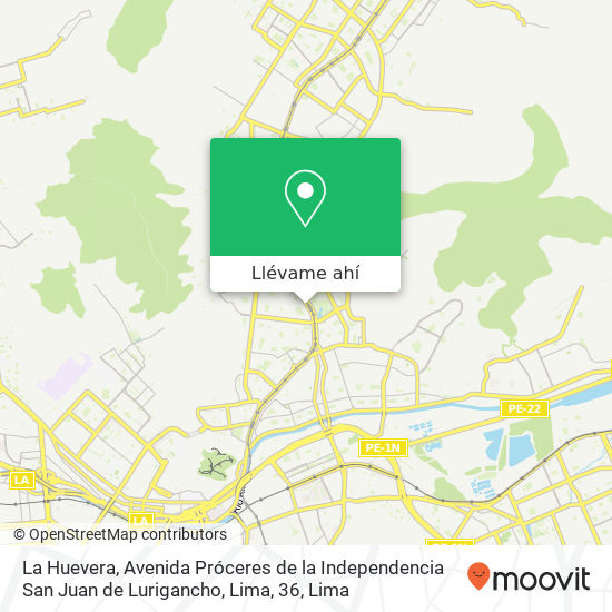 Mapa de La Huevera, Avenida Próceres de la Independencia San Juan de Lurigancho, Lima, 36