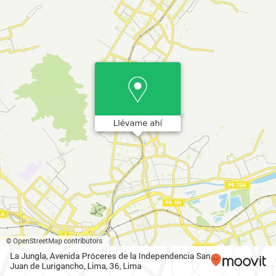 Mapa de La Jungla, Avenida Próceres de la Independencia San Juan de Lurigancho, Lima, 36