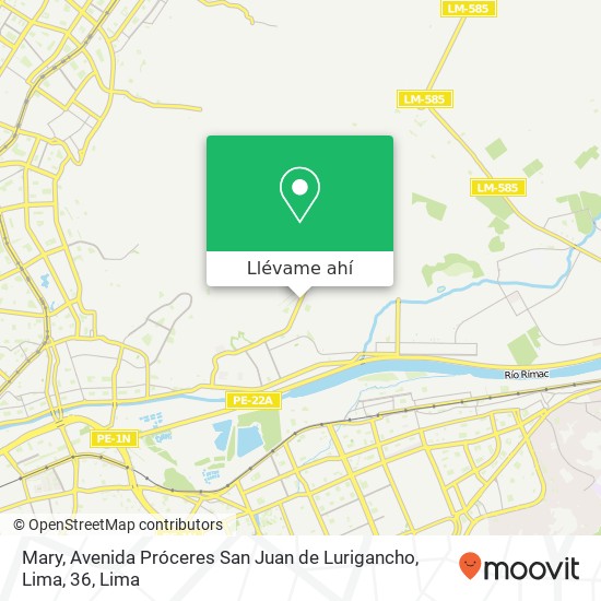 Mapa de Mary, Avenida Próceres San Juan de Lurigancho, Lima, 36