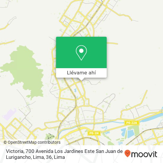 Mapa de Victoria, 700 Avenida Los Jardines Este San Juan de Lurigancho, Lima, 36