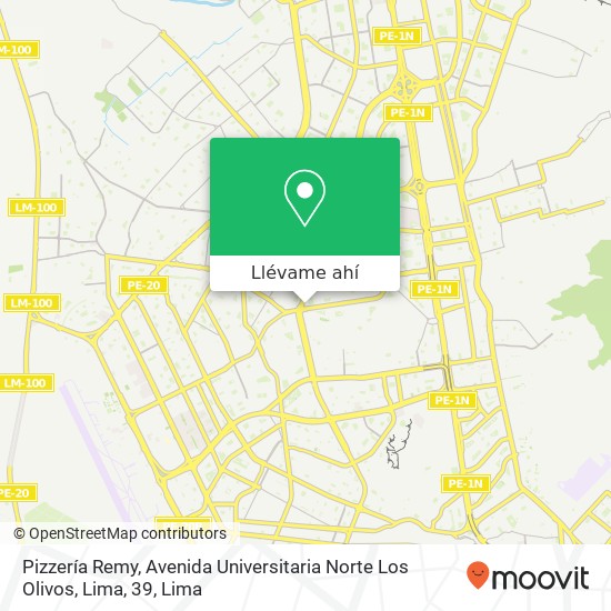 Mapa de Pizzería Remy, Avenida Universitaria Norte Los Olivos, Lima, 39