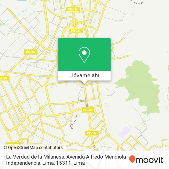 Mapa de La Verdad de la Milanesa, Avenida Alfredo Mendiola Independencia, Lima, 15311