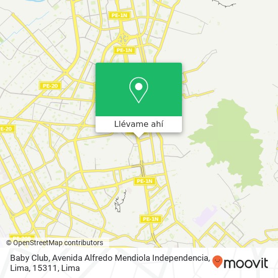 Mapa de Baby Club, Avenida Alfredo Mendiola Independencia, Lima, 15311