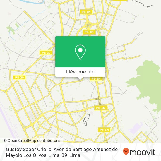 Mapa de Gustoy Sabor Criollo, Avenida Santiago Antúnez de Mayolo Los Olivos, Lima, 39
