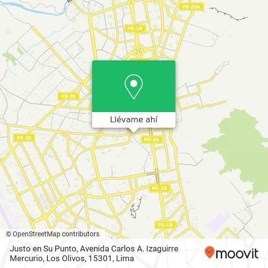 Mapa de Justo en Su Punto, Avenida Carlos A. Izaguirre Mercurio, Los Olivos, 15301