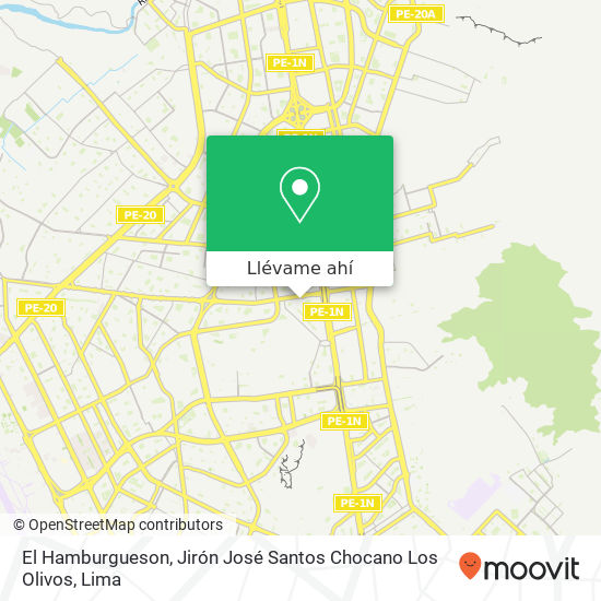 Mapa de El Hamburgueson, Jirón José Santos Chocano Los Olivos