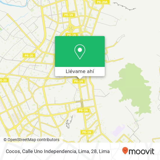 Mapa de Cocos, Calle Uno Independencia, Lima, 28