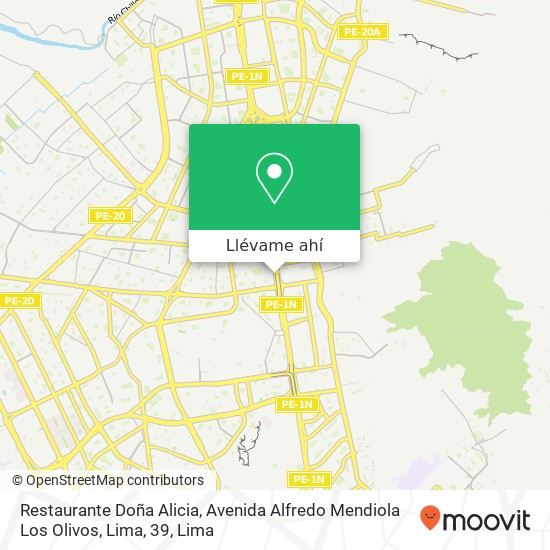 Mapa de Restaurante Doña Alicia, Avenida Alfredo Mendiola Los Olivos, Lima, 39