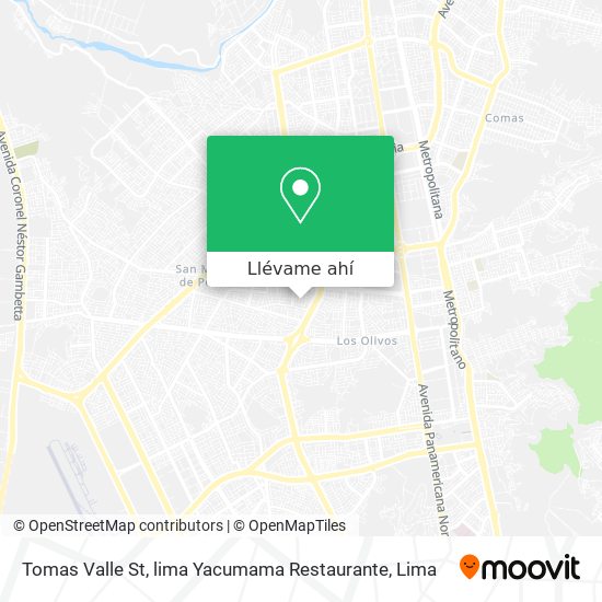 Mapa de Tomas Valle St, lima Yacumama Restaurante