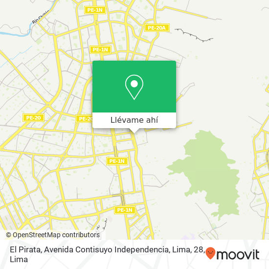 Mapa de El Pirata, Avenida Contisuyo Independencia, Lima, 28