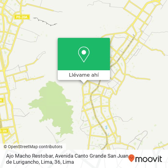 Mapa de Ajo Macho Restobar, Avenida Canto Grande San Juan de Lurigancho, Lima, 36