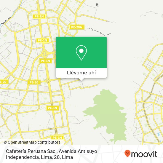 Mapa de Cafetería Peruana Sac., Avenida Antisuyo Independencia, Lima, 28