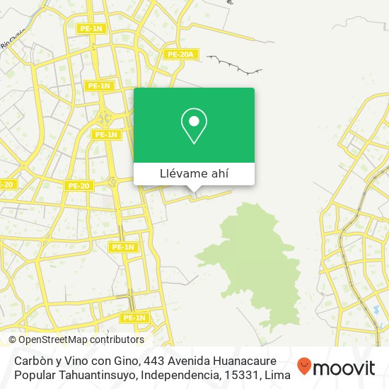 Mapa de Carbòn y Vino con Gino, 443 Avenida Huanacaure Popular Tahuantinsuyo, Independencia, 15331