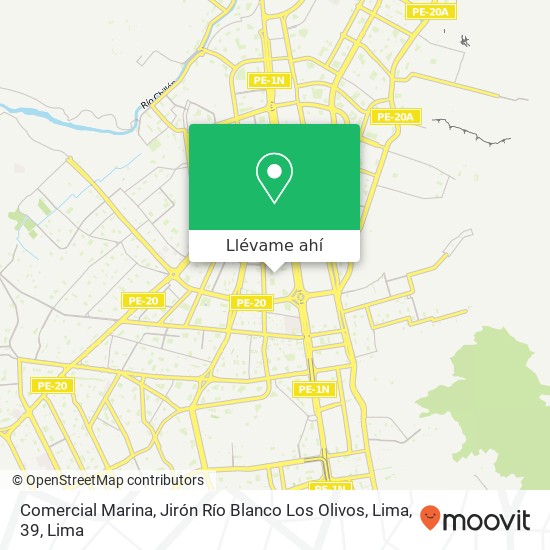 Mapa de Comercial Marina, Jirón Río Blanco Los Olivos, Lima, 39