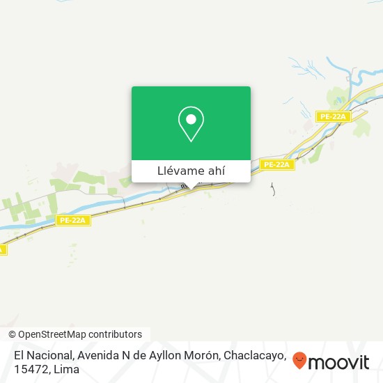 Mapa de El Nacional, Avenida N de Ayllon Morón, Chaclacayo, 15472