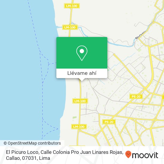 Mapa de El Picuro Loco, Calle Colonia Pro Juan Linares Rojas, Callao, 07031