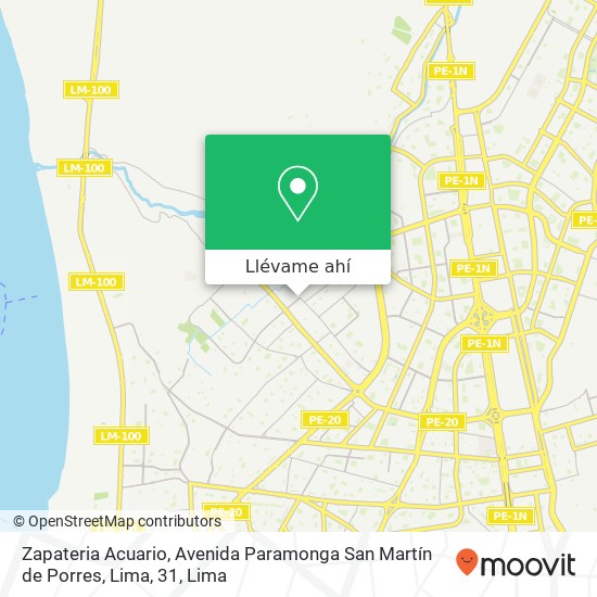 Mapa de Zapateria Acuario, Avenida Paramonga San Martín de Porres, Lima, 31