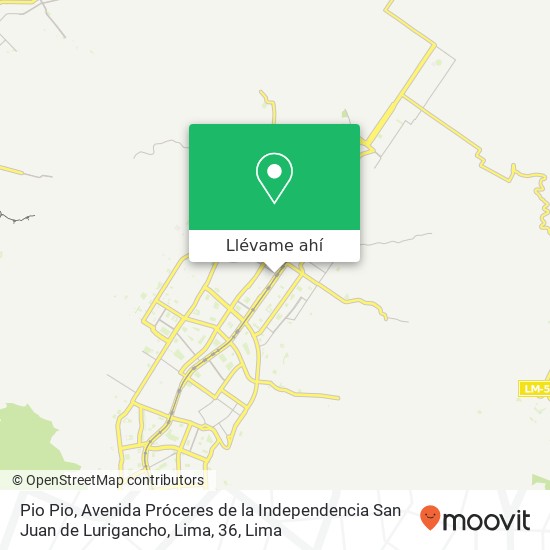 Mapa de Pio Pio, Avenida Próceres de la Independencia San Juan de Lurigancho, Lima, 36