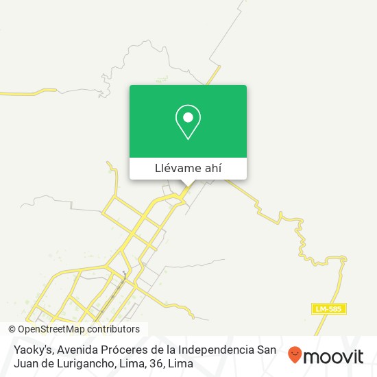 Mapa de Yaoky's, Avenida Próceres de la Independencia San Juan de Lurigancho, Lima, 36