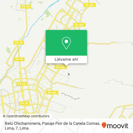 Mapa de Belú Chicharronería, Pasaje Flor de la Canela Comas, Lima, 7