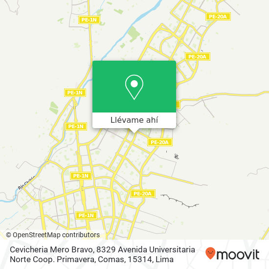 Mapa de Cevicheria Mero Bravo, 8329 Avenida Universitaria Norte Coop. Primavera, Comas, 15314