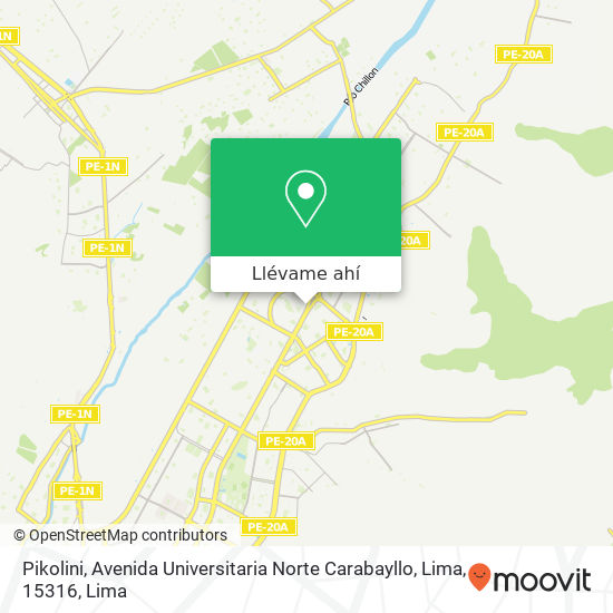 Mapa de Pikolini, Avenida Universitaria Norte Carabayllo, Lima, 15316