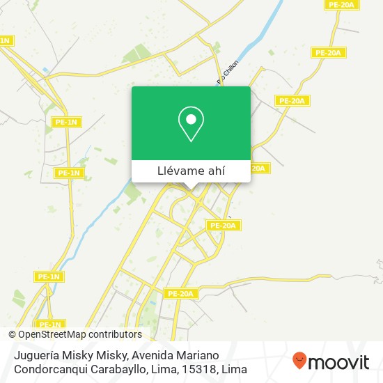 Mapa de Juguería Misky Misky, Avenida Mariano Condorcanqui Carabayllo, Lima, 15318