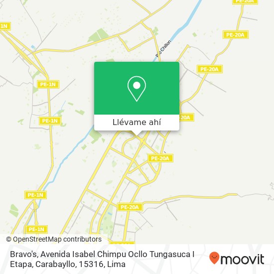 Mapa de Bravo's, Avenida Isabel Chimpu Ocllo Tungasuca I Etapa, Carabayllo, 15316