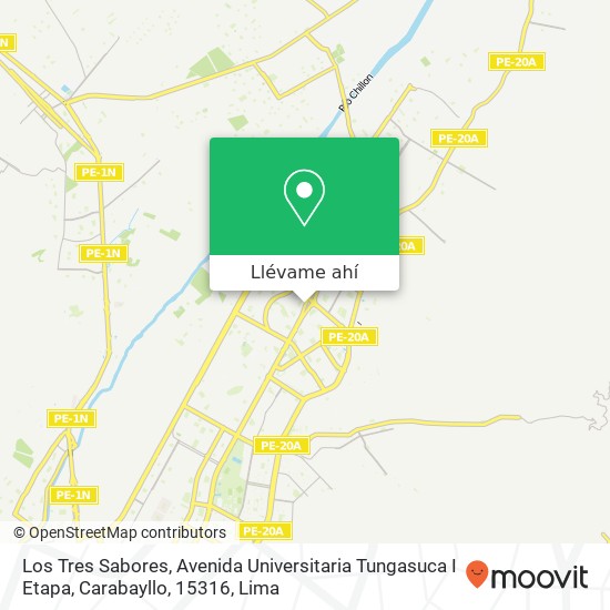 Mapa de Los Tres Sabores, Avenida Universitaria Tungasuca I Etapa, Carabayllo, 15316