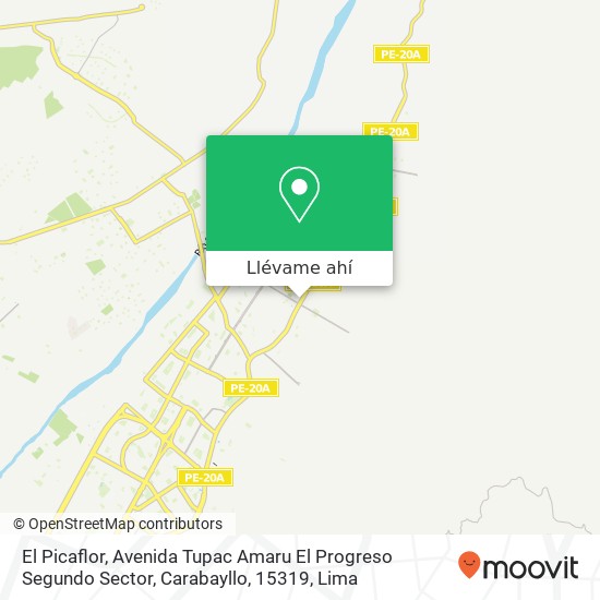 Mapa de El Picaflor, Avenida Tupac Amaru El Progreso Segundo Sector, Carabayllo, 15319