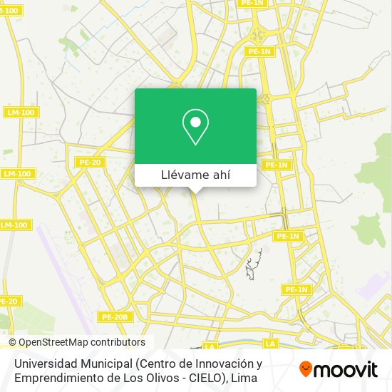 Mapa de Universidad Municipal (Centro de Innovación y Emprendimiento de Los Olivos - CIELO)