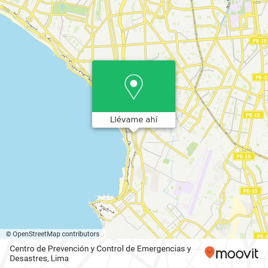 Mapa de Centro de Prevención y Control de Emergencias y Desastres