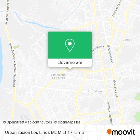 Mapa de Urbanización Los Lirios Mz M Lt 17