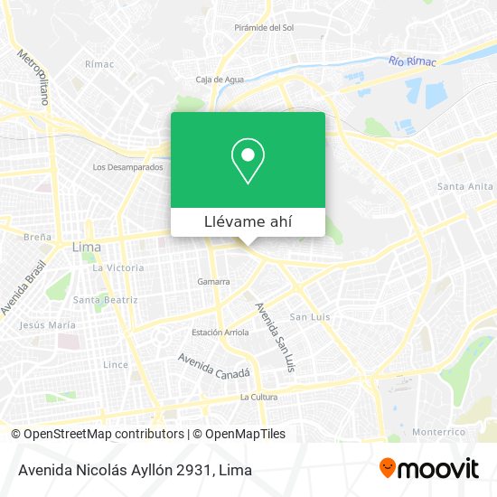 Mapa de Avenida Nicolás Ayllón 2931