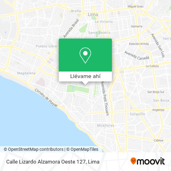 Mapa de Calle Lizardo Alzamora Oeste 127