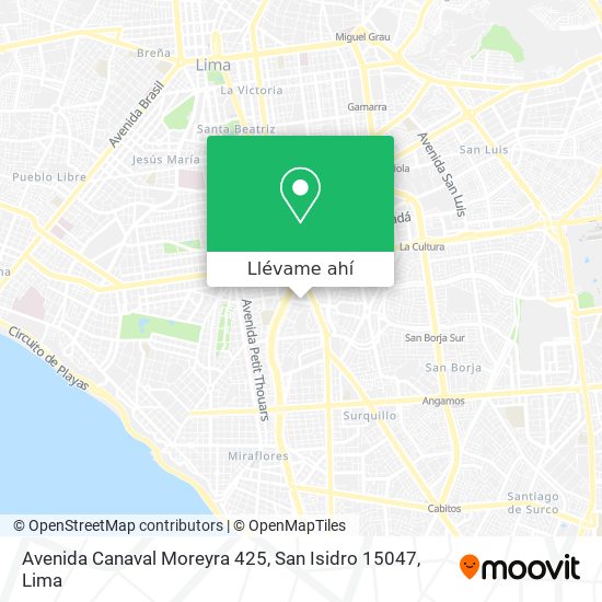 Mapa de Avenida Canaval Moreyra 425, San Isidro 15047