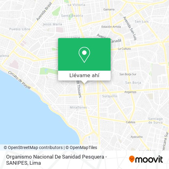 Mapa de Organismo Nacional De Sanidad Pesquera - SANIPES