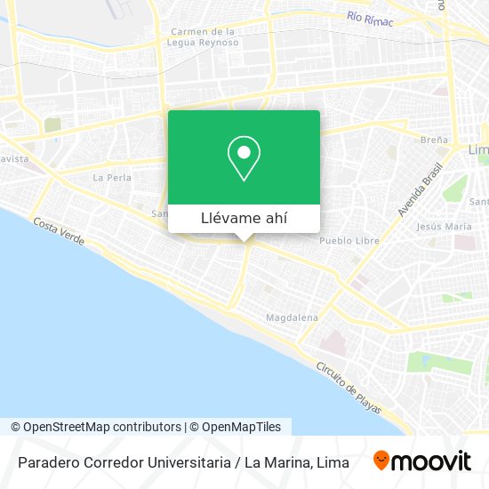 Mapa de Paradero Corredor Universitaria / La Marina