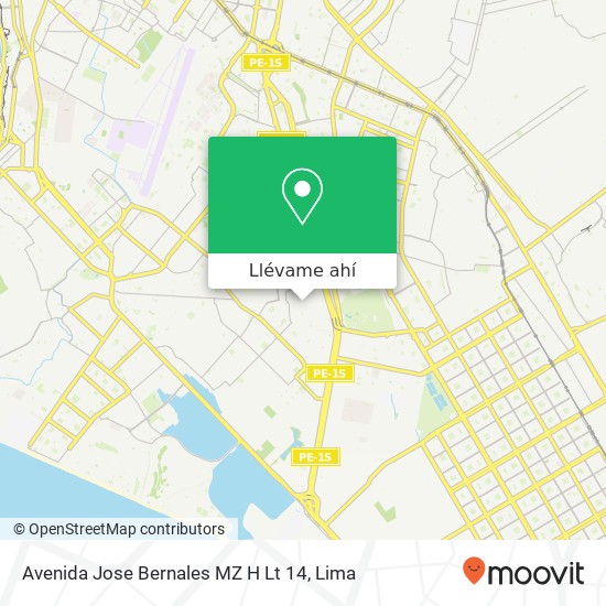 Mapa de Avenida Jose Bernales MZ H Lt 14