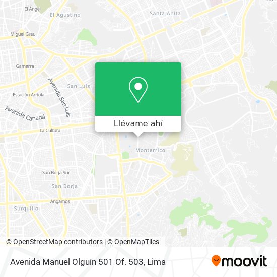 Mapa de Avenida Manuel Olguín 501 Of. 503
